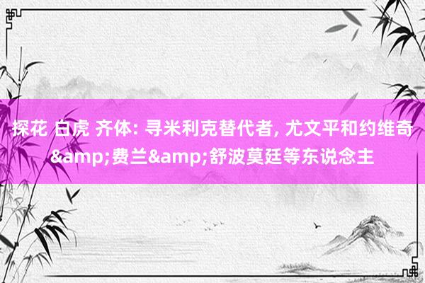 探花 白虎 齐体: 寻米利克替代者， 尤文平和约维奇&费兰&舒波莫廷等东说念主