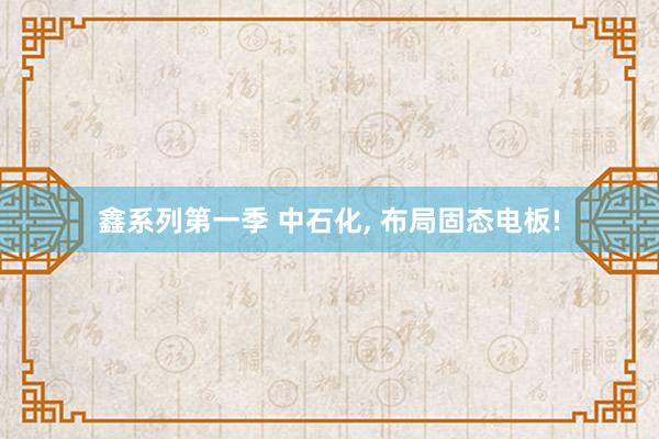 鑫系列第一季 中石化， 布局固态电板!