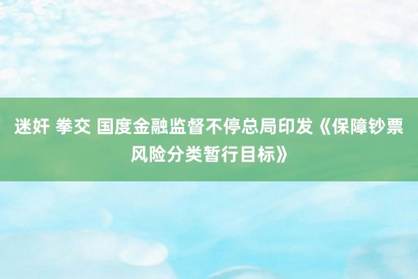 迷奸 拳交 国度金融监督不停总局印发《保障钞票风险分类暂行目标》