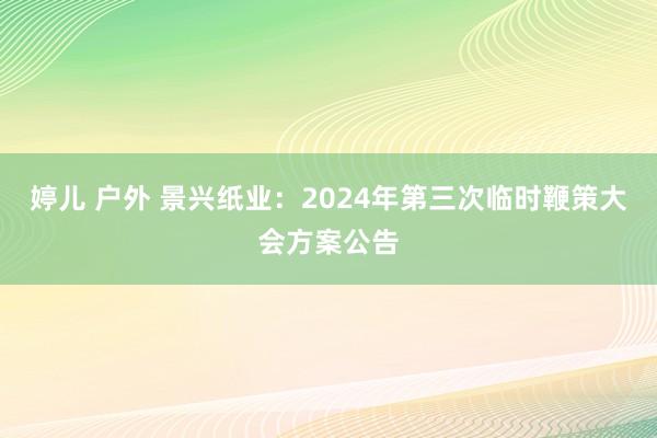 婷儿 户外 景兴纸业：2024年第三次临时鞭策大会方案公告