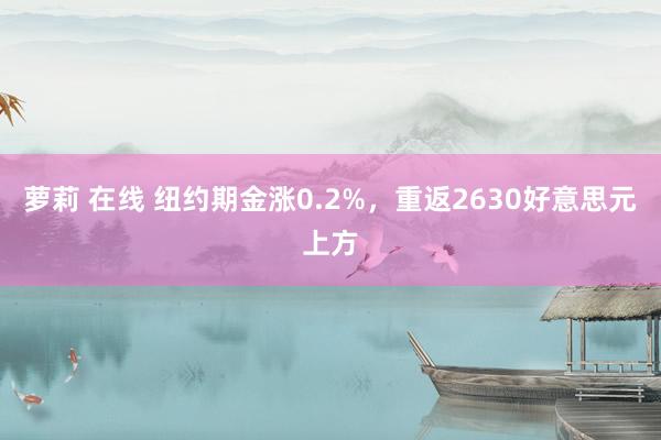 萝莉 在线 纽约期金涨0.2%，重返2630好意思元上方