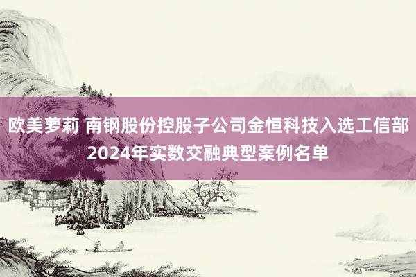 欧美萝莉 南钢股份控股子公司金恒科技入选工信部2024年实数交融典型案例名单