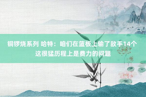 铜锣烧系列 哈特：咱们在篮板上输了敌手14个 这很猛历程上是费力的问题