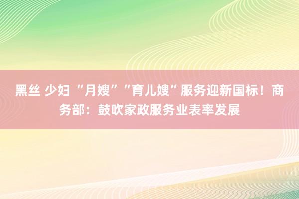 黑丝 少妇 “月嫂”“育儿嫂”服务迎新国标！商务部：鼓吹家政服务业表率发展