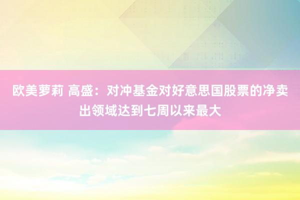 欧美萝莉 高盛：对冲基金对好意思国股票的净卖出领域达到七周以来最大