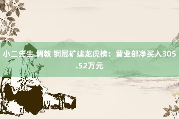 小二先生 调教 铜冠矿建龙虎榜：营业部净买入305.52万元