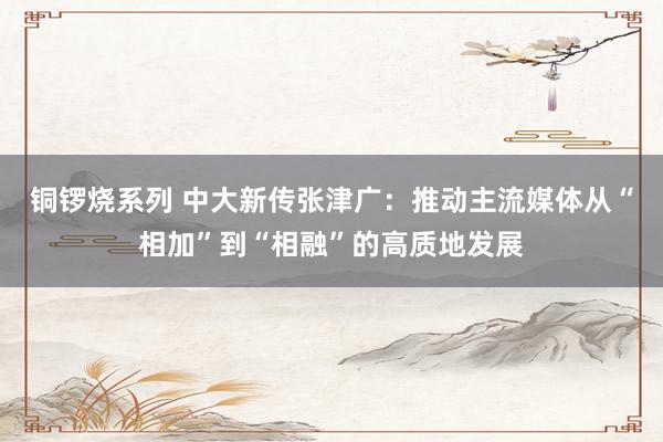 铜锣烧系列 中大新传张津广：推动主流媒体从“相加”到“相融”的高质地发展