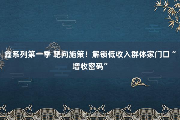鑫系列第一季 靶向施策！解锁低收入群体家门口“增收密码”