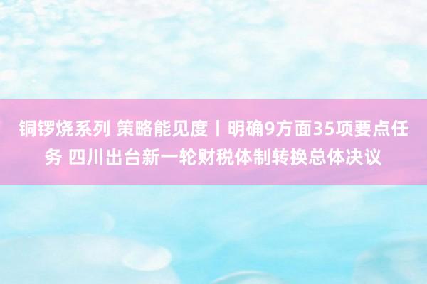 铜锣烧系列 策略能见度丨明确9方面35项要点任务 四川出台新一轮财税体制转换总体决议