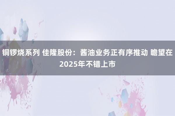 铜锣烧系列 佳隆股份：酱油业务正有序推动 瞻望在2025年不错上市