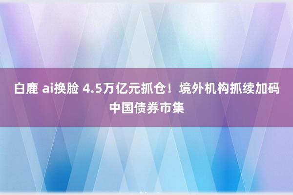 白鹿 ai换脸 4.5万亿元抓仓！境外机构抓续加码中国债券市集
