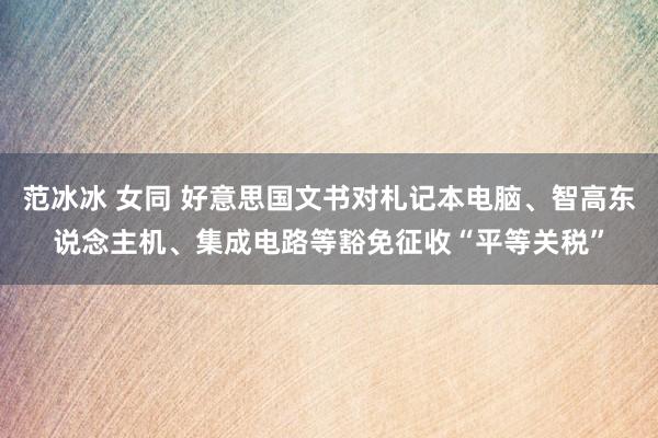 范冰冰 女同 好意思国文书对札记本电脑、智高东说念主机、集成电路等豁免征收“平等关税”