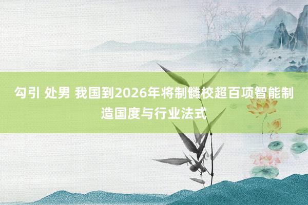 勾引 处男 我国到2026年将制雠校超百项智能制造国度与行业法式